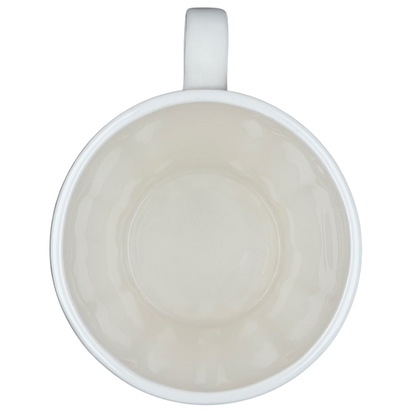 Vintage Starbucks white siren ribbed mug features a smooth interior with a classic design