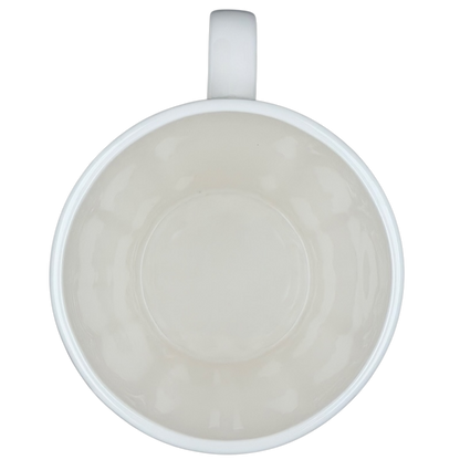 Vintage Starbucks white siren ribbed mug viewed from above showing smooth interior and ribbed exterior design