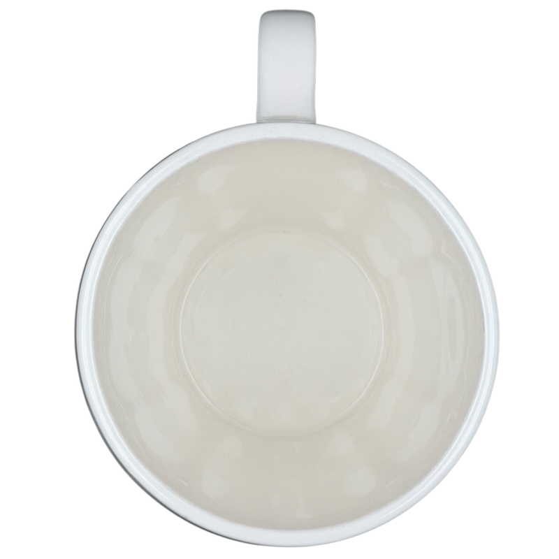 Vintage Starbucks white siren ribbed mug featuring a smooth interior design