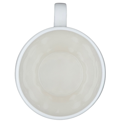 Vintage Starbucks white siren ribbed mug viewed from above displaying a smooth, clean interior