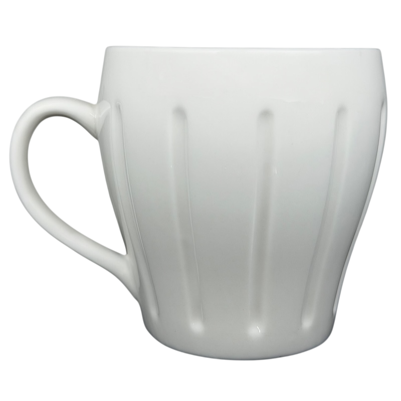 Vintage Starbucks white siren ribbed mug with a classic design and comfortable handle