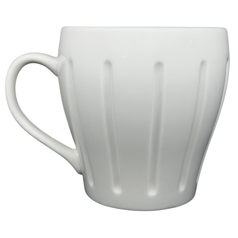 Vintage Starbucks white siren ribbed mug with a classic ribbed design and comfortable handle
