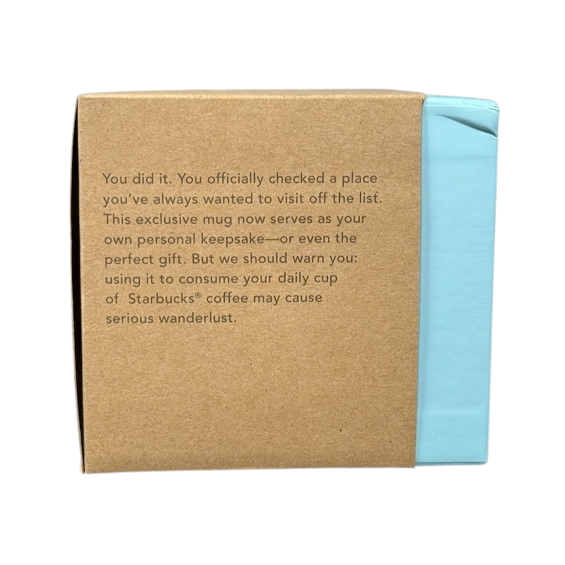 Starbucks Virginia Been There mug packaging box with message about travel and coffee keepsake
