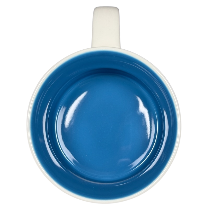 Top view of Starbucks Virginia Been There mug showing blue interior and white handle