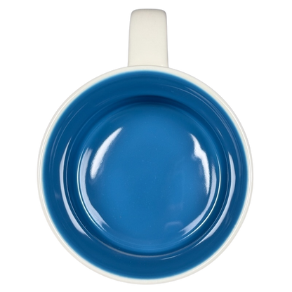 Top view of Starbucks Virginia Been There mug showing blue interior and white handle
