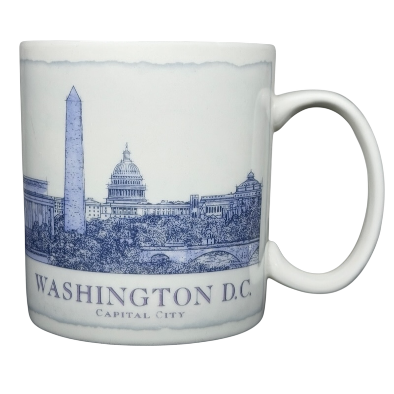 Starbucks Washington DC Architect Series vintage mug featuring iconic landmarks in blue detail