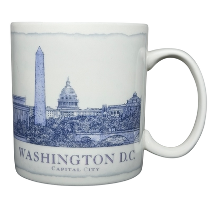 Starbucks Washington DC Architect Series vintage mug featuring iconic landmarks in blue detail
