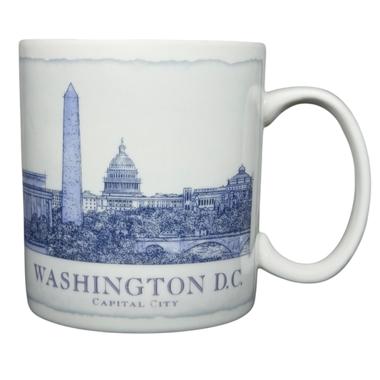Starbucks Washington DC Architect Series vintage mug featuring iconic landmarks in blue detail