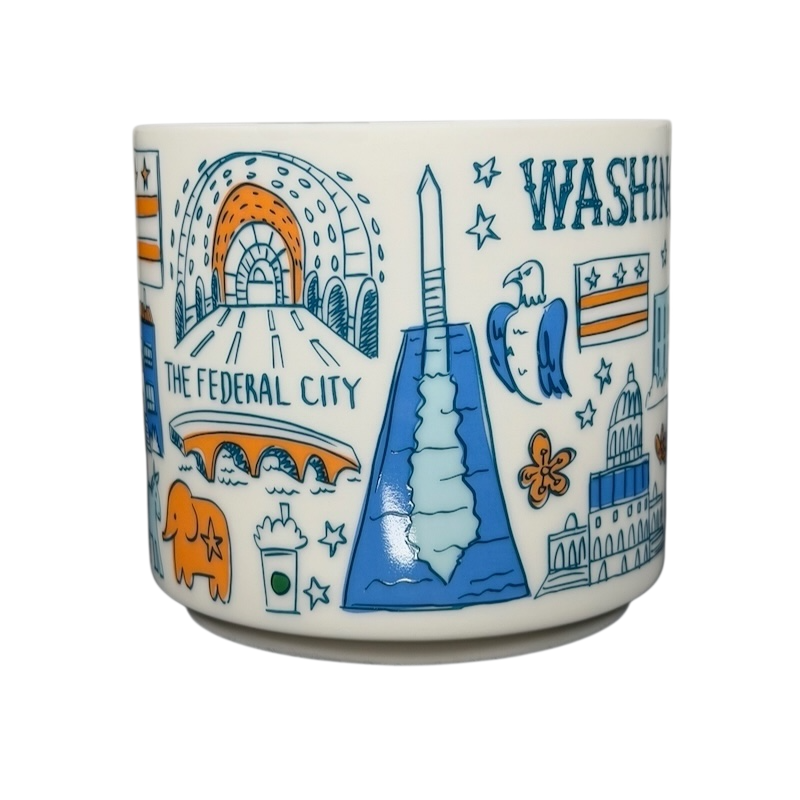 Starbucks Washington DC Been There collectible mug featuring iconic city landmarks and designs