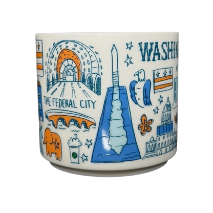 Starbucks Washington DC Been There collectible mug featuring iconic city landmarks and designs