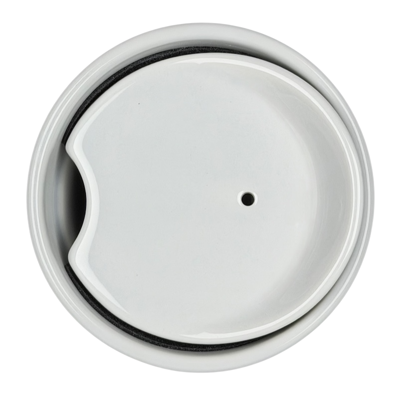 Top view of the Starbucks watercolor hearts collectible tumbler lid with sip opening
