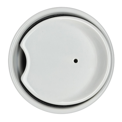 Top view of the Starbucks watercolor hearts collectible tumbler lid with sip opening