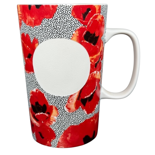 Starbucks white dot red poppy flower mug with vibrant floral design and spacious handle
