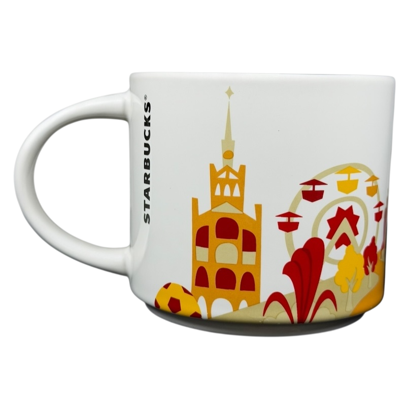 You Are Here Barcelona Mug Starbucks featuring colorful iconic landmarks and cultural symbols