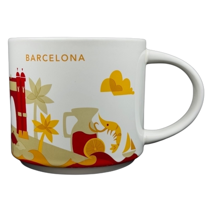 You Are Here Barcelona Mug Starbucks featuring vibrant designs of local landmarks and colors