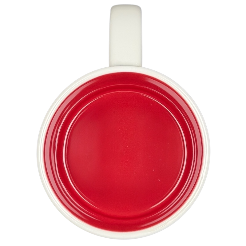 Top view of You Are Here Barcelona Mug Starbucks with a vibrant red interior