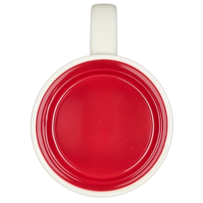 Top view of You Are Here Barcelona Mug Starbucks with a vibrant red interior
