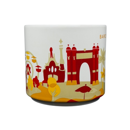 You Are Here Barcelona Mug Starbucks featuring iconic landmarks in vibrant colors