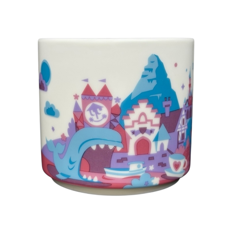 You Are Here Collection Disneyland Fantasyland Mug Starbucks featuring whimsical designs of castles and characters