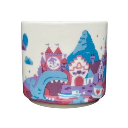 You Are Here Collection Disneyland Fantasyland Mug Starbucks featuring whimsical designs of castles and characters