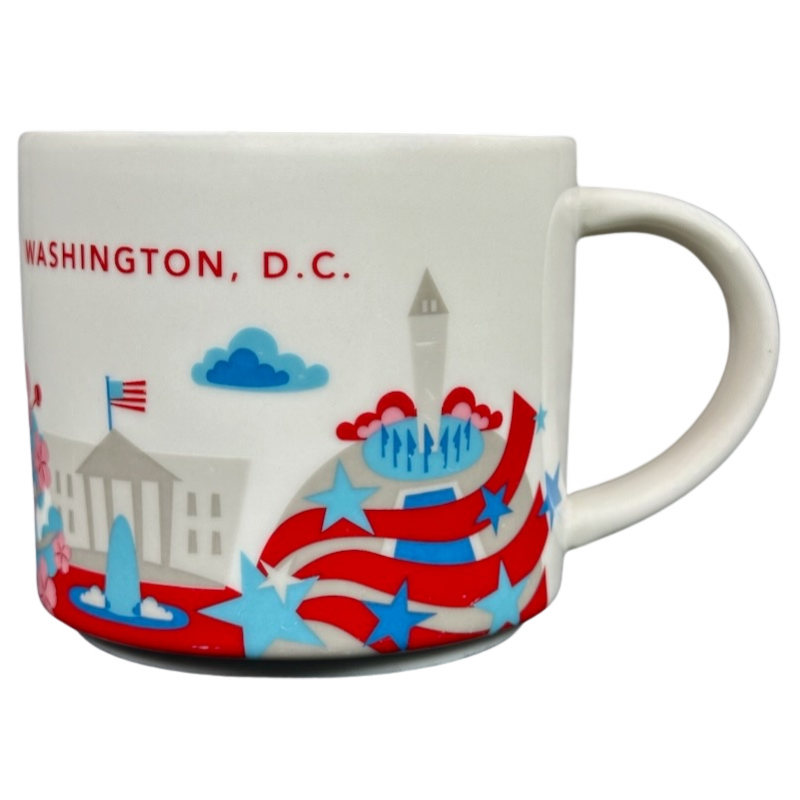 You Are Here Collection Washington D.C. Mug Starbucks featuring iconic landmarks and patriotic colors