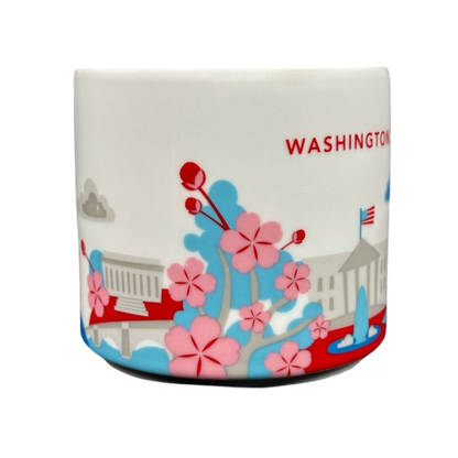 You Are Here Collection Washington D.C. Mug Starbucks featuring vibrant cherry blossom design and iconic landmarks