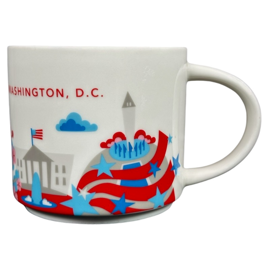 Starbucks You Are Here Collection Washington D.C. Mug featuring iconic city landmarks and bright colors