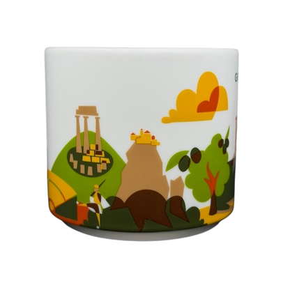 You Are Here Greece Mug Starbucks featuring iconic Greek landmarks and colorful designs