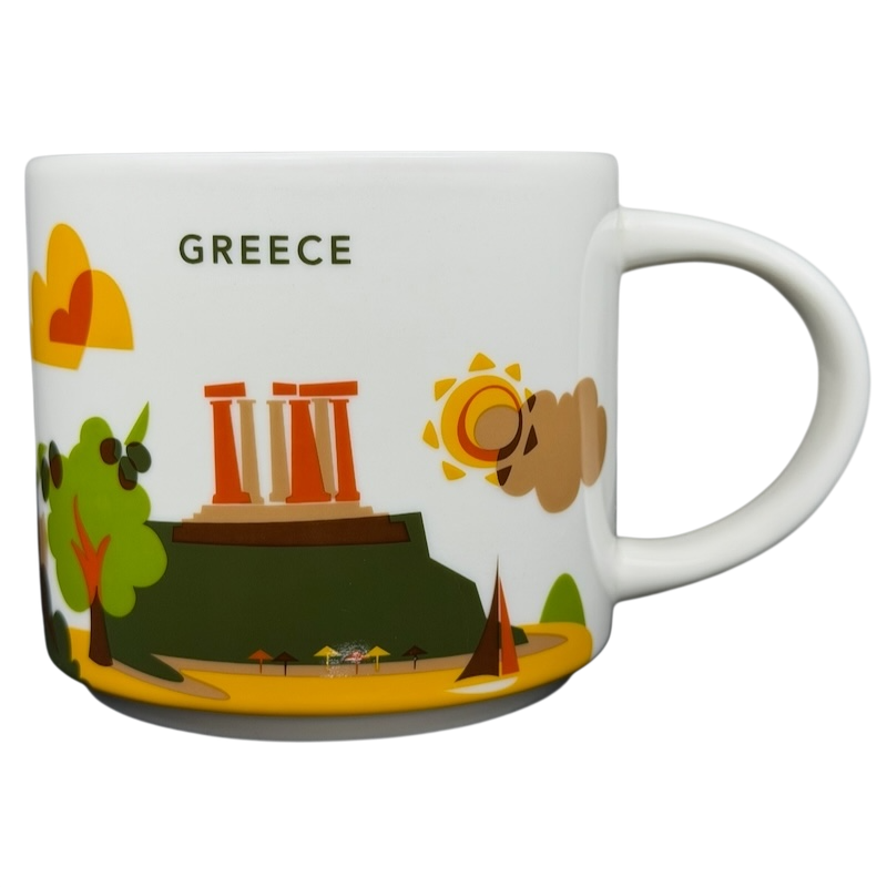 You Are Here Greece Mug Starbucks featuring iconic landscapes and landmarks in a colorful design