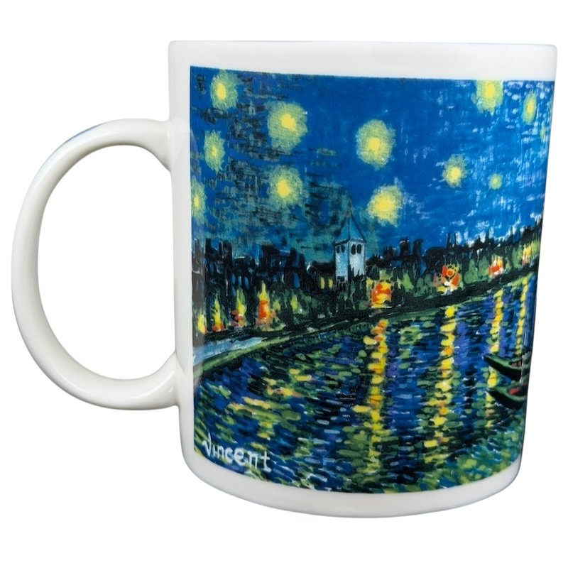 Starry Night Over the Rhone Chaleur mug featuring vibrant colors and Vincent's iconic brushwork
