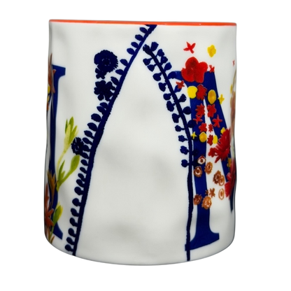Artisan Collection Letter M Monogram Mug 10 Strawberry Street featuring vibrant floral designs
