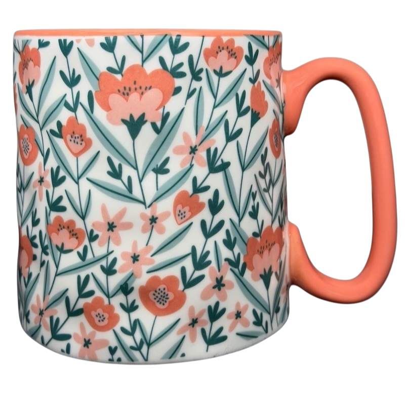 Bella Floral Coral Handle Mug 10 Strawberry Street with vibrant floral design and a coral handle
