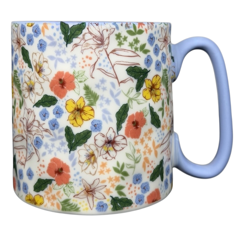 Bella Floral Wildflower Lavender Handle Mug 10 Strawberry Street featuring vibrant flower patterns and pastel lavender handle