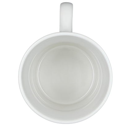 Inside view of a Sulu Star Trek vintage mug showing smooth white ceramic with a handle