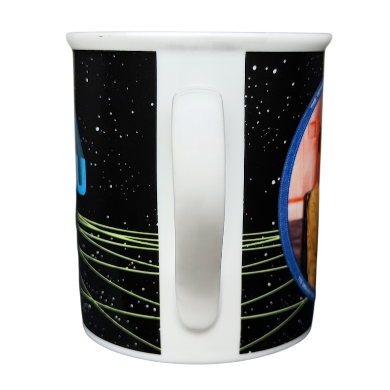 Sulu Star Trek vintage mug featuring colorful space imagery and iconic character graphics
