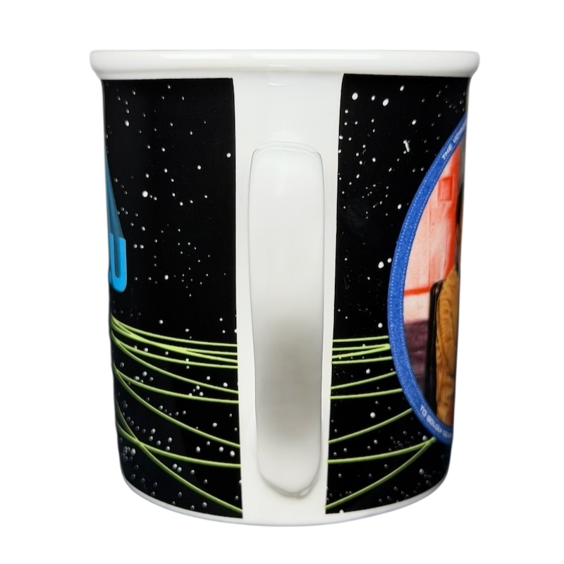 Sulu Star Trek vintage mug featuring a colorful space design and iconic character imagery