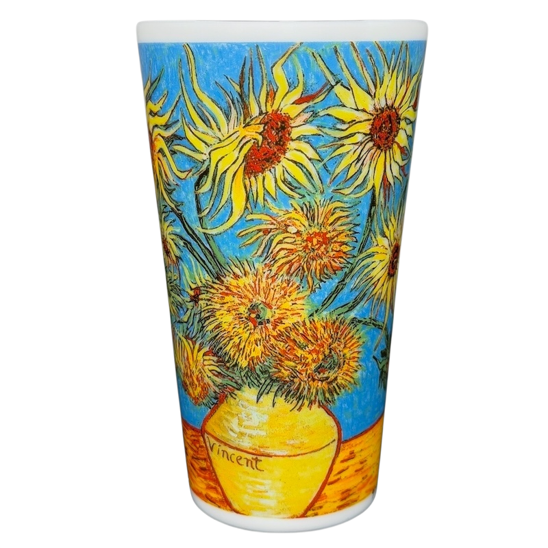 Chaleur Sunflowers Vincent Van Gogh Mug featuring vibrant sunflower artwork in bright colors