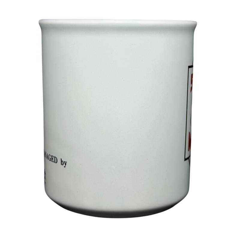 Super 8 Motel vintage mug featuring a classic white design with retro branding