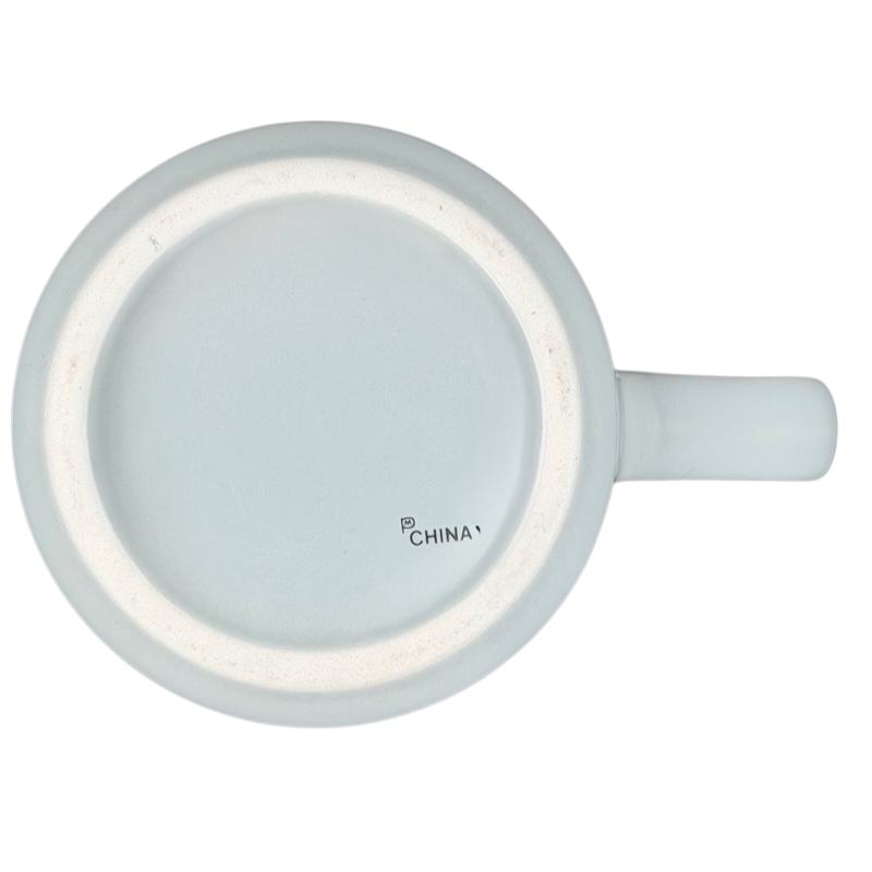 Bottom view of a Super 8 Motel vintage mug featuring a classic design and China marking
