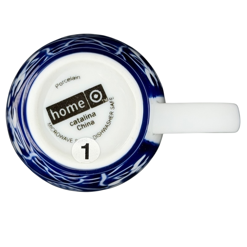 Target Catalina Medallion blue white mug showcasing elegant porcelain design for stylish dining