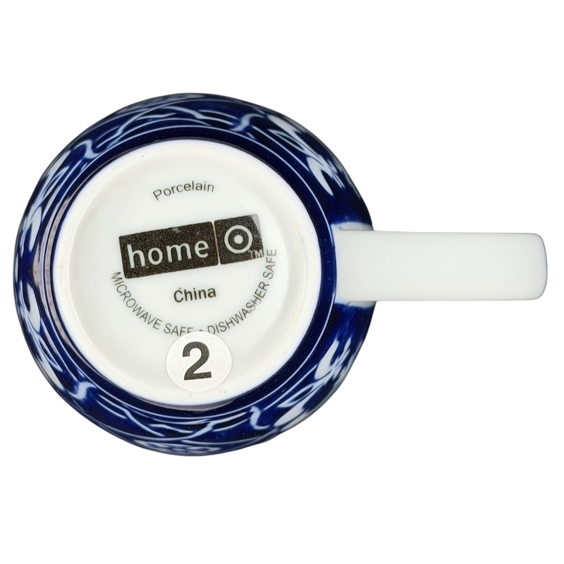 Target Catalina Medallion blue white mug with porcelain design and microwave safe label