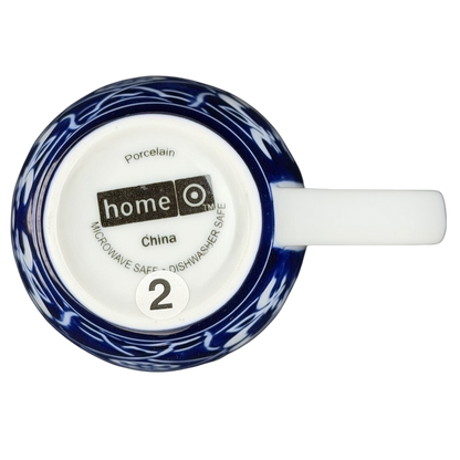Target Catalina Medallion blue white mug with porcelain design and microwave safe label