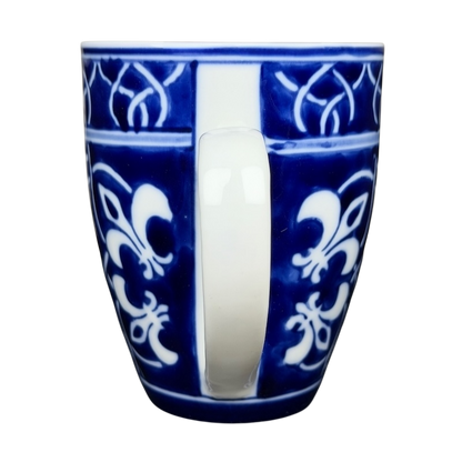 Target Catalina Medallion blue white mug with floral design and a smooth handle