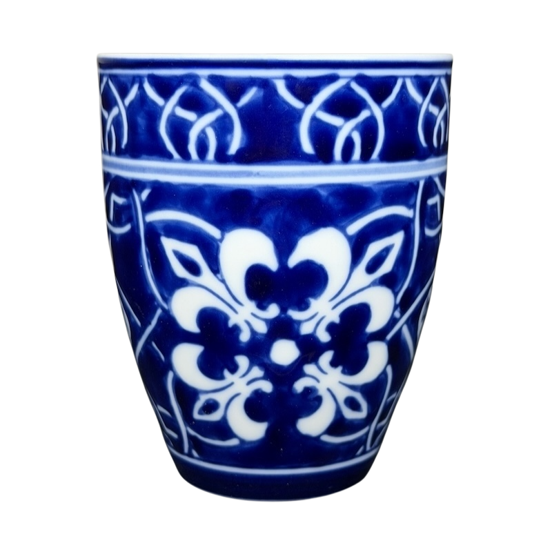 Target Catalina Medallion blue white mug featuring intricate floral pattern and smooth finish
