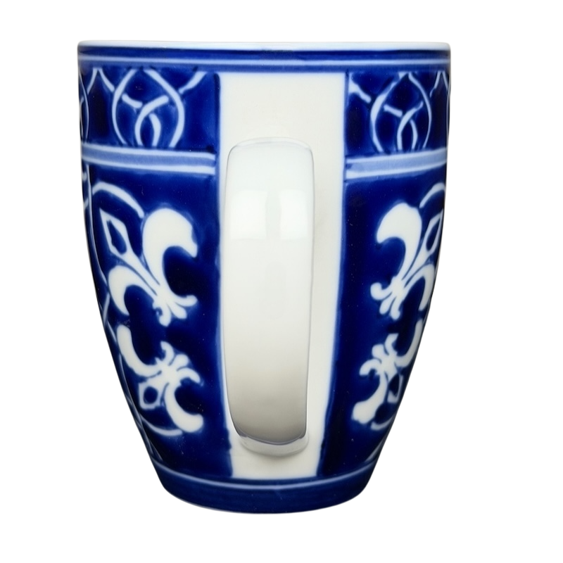 Target Catalina Medallion blue white mug featuring ornate designs and a comfortable handle