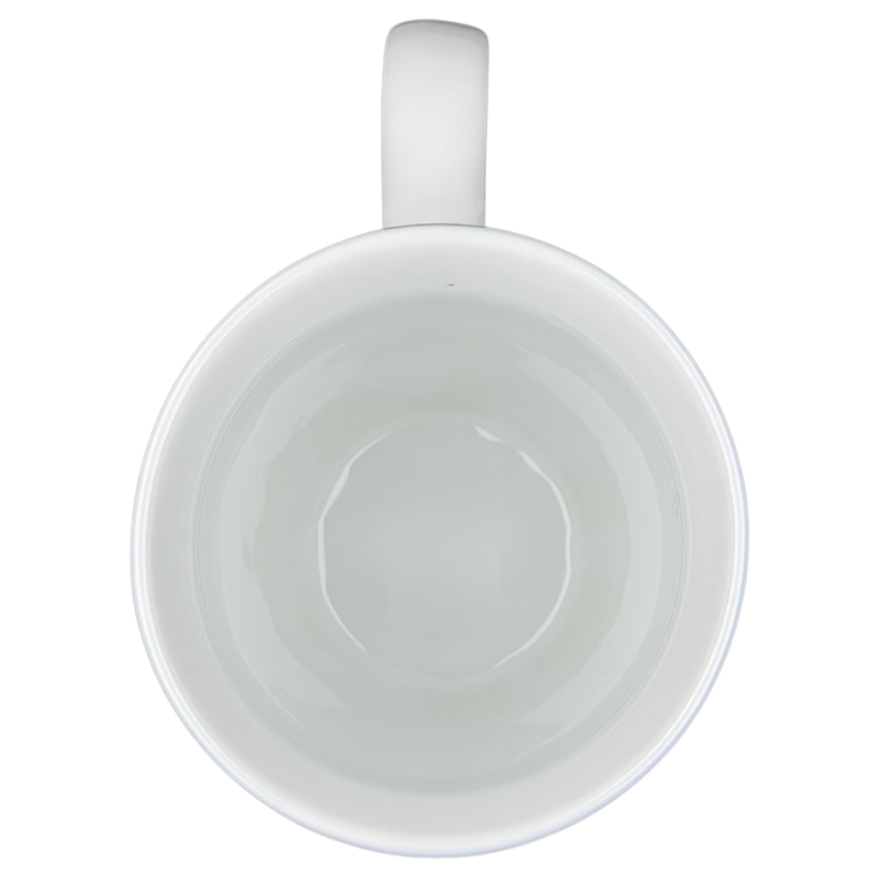 Top view of Target Catalina Medallion blue white mug showing smooth ceramic interior