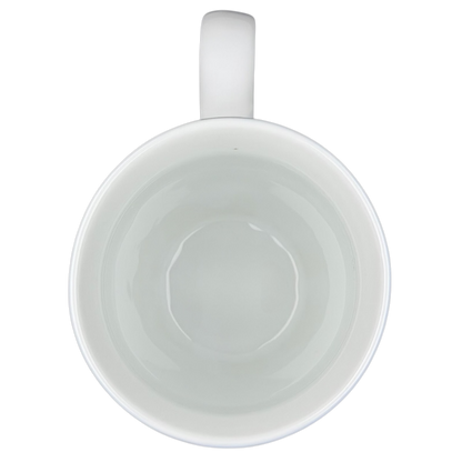 Top view of Target Catalina Medallion blue white mug showing smooth ceramic interior