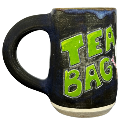 Handcrafted Duck Yeah Tea Bag Time Pottery Mug with colorful lettering and a sturdy handle
