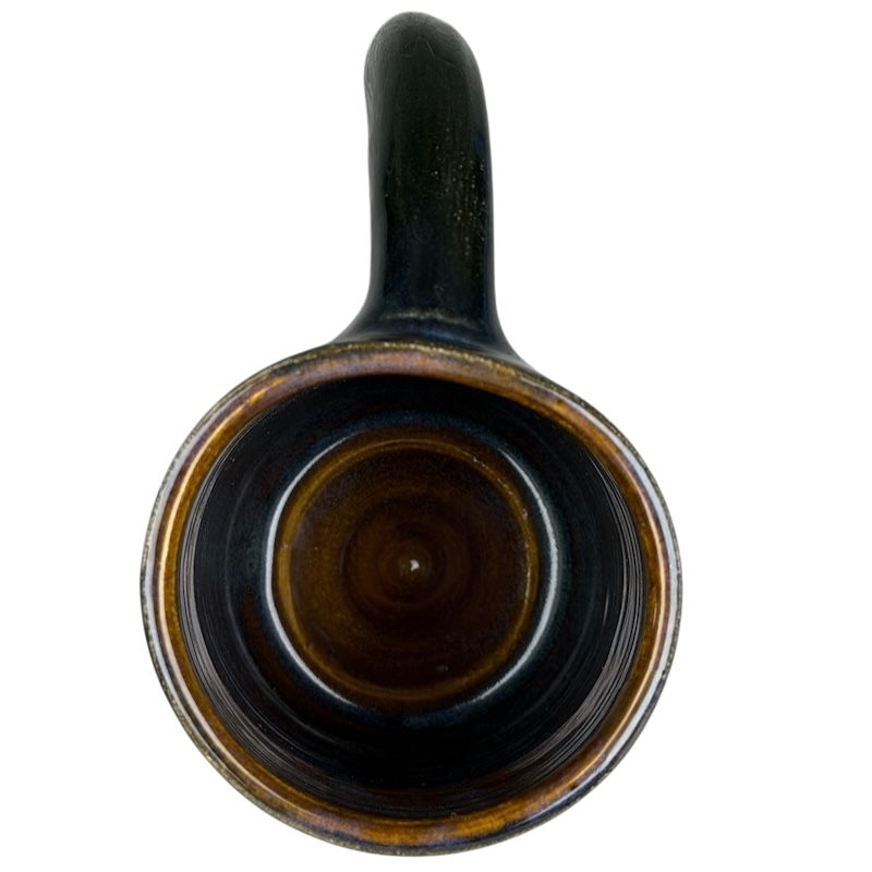Top view of Tea Bag Time Pottery Mug Duck Yeah with a unique glaze and sturdy handle