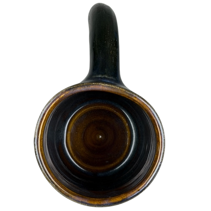 Top view of Tea Bag Time Pottery Mug Duck Yeah with a unique glaze and sturdy handle